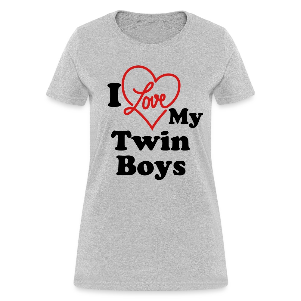 I Love My Twin Boys : Women's T-Shirt - heather gray