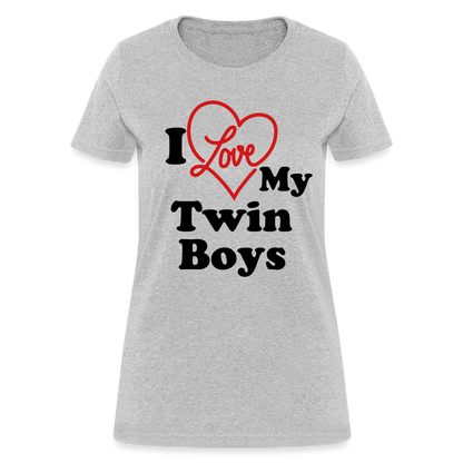 I Love My Twin Boys : Women's T-Shirt - heather gray