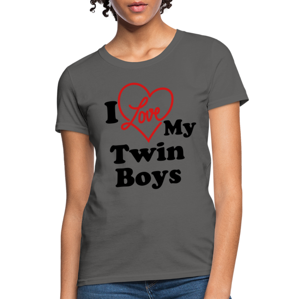 I Love My Twin Boys : Women's T-Shirt - charcoal