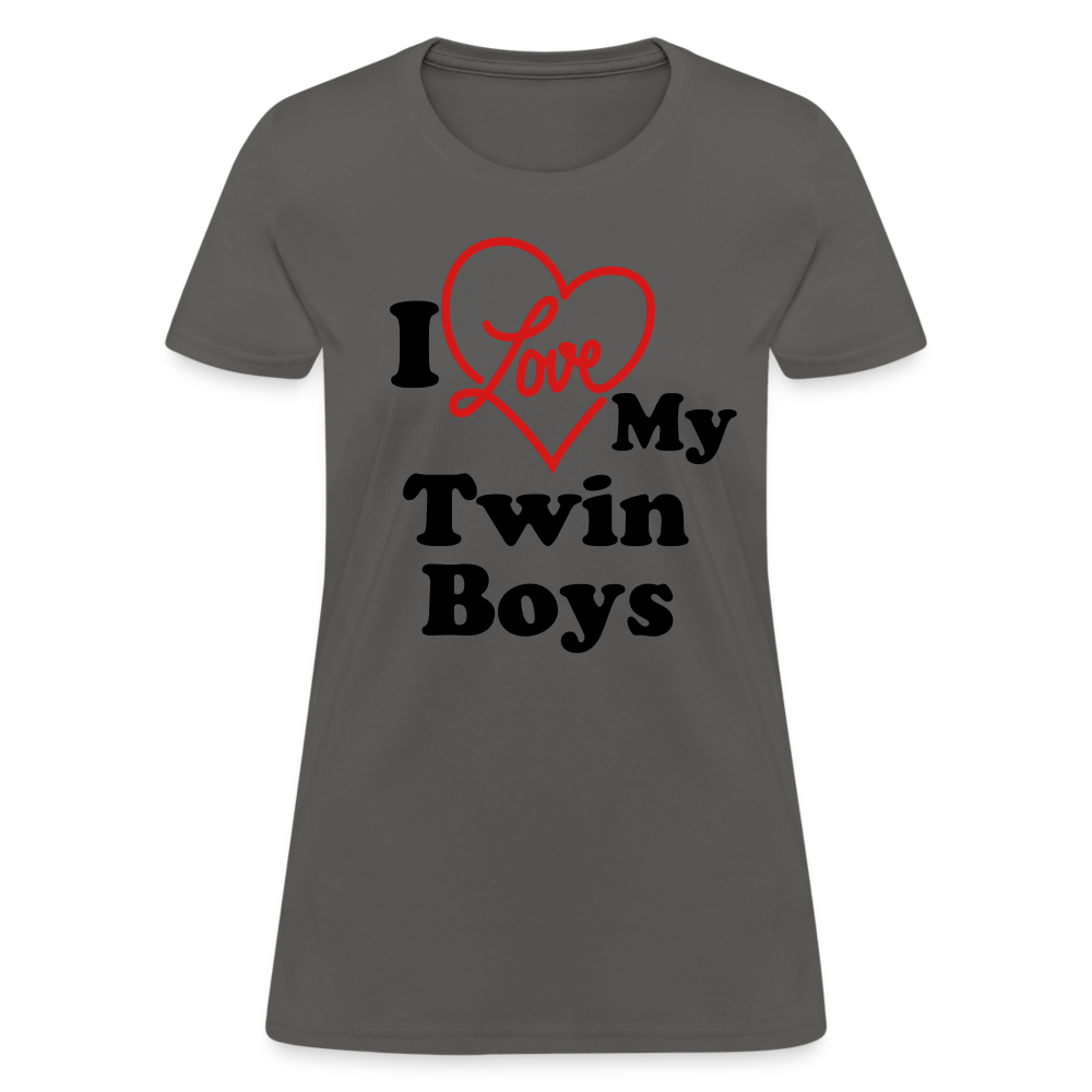 I Love My Twin Boys : Women's T-Shirt - charcoal