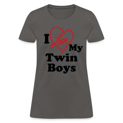 I Love My Twin Boys : Women's T-Shirt - charcoal