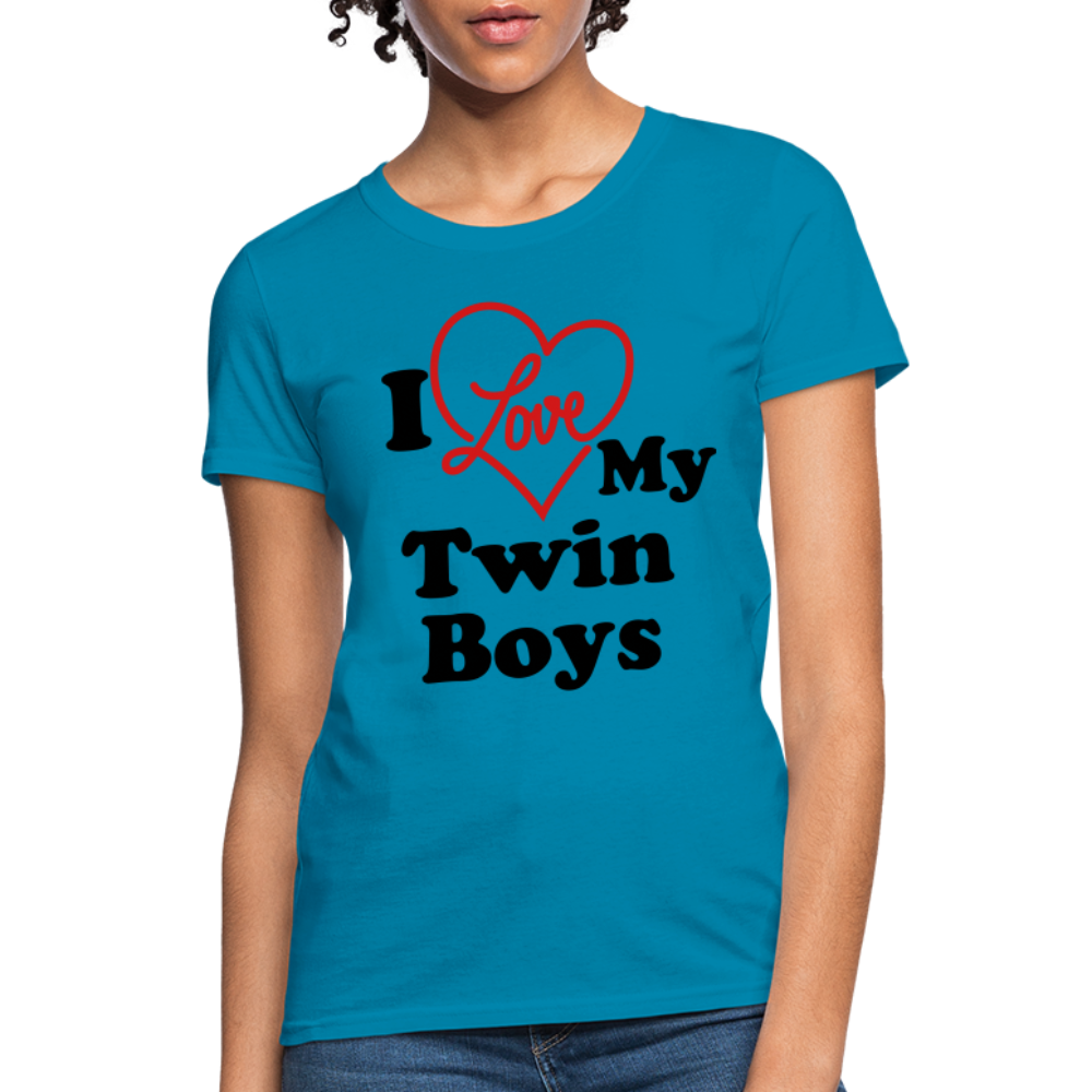 I Love My Twin Boys : Women's T-Shirt - turquoise