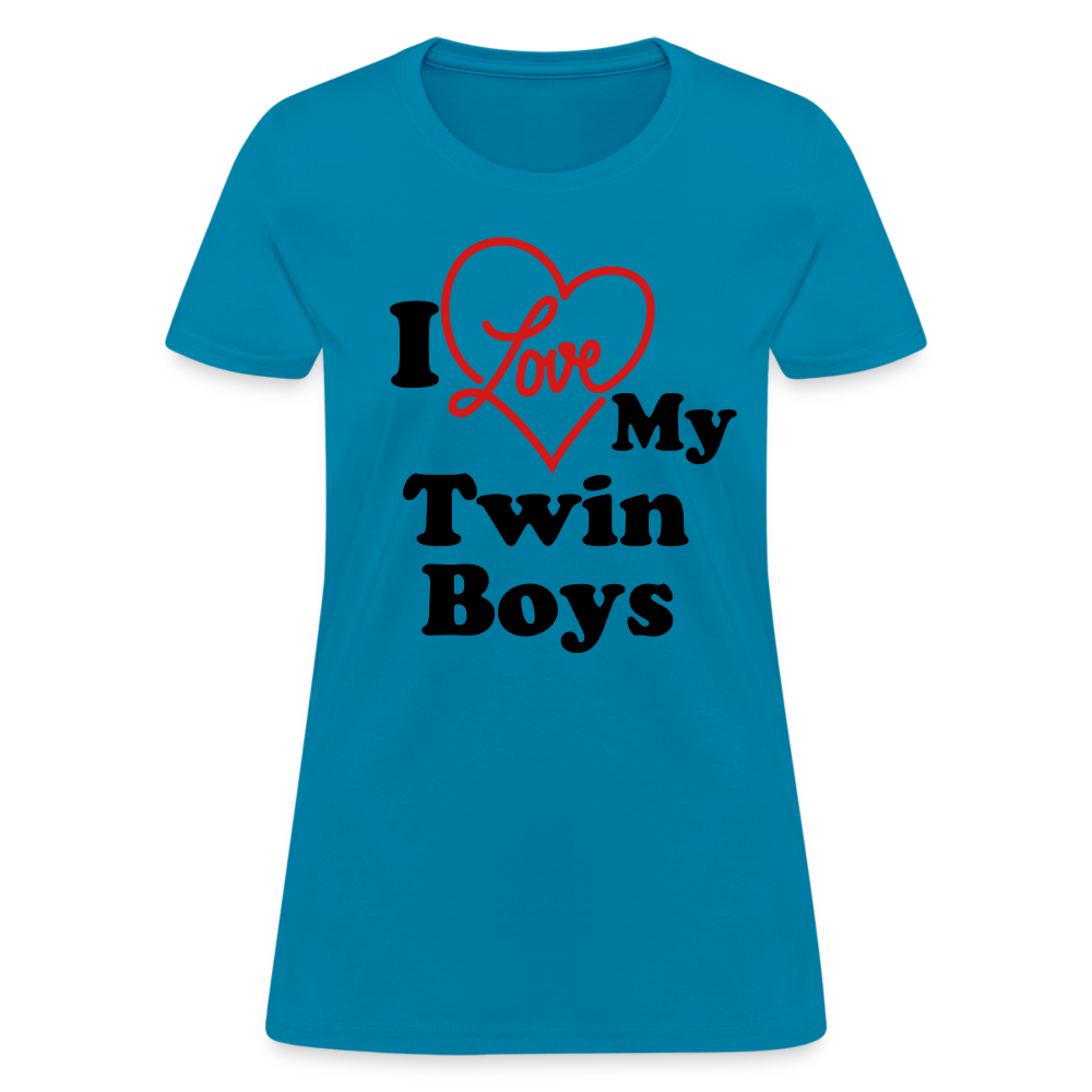 I Love My Twin Boys : Women's T-Shirt - turquoise