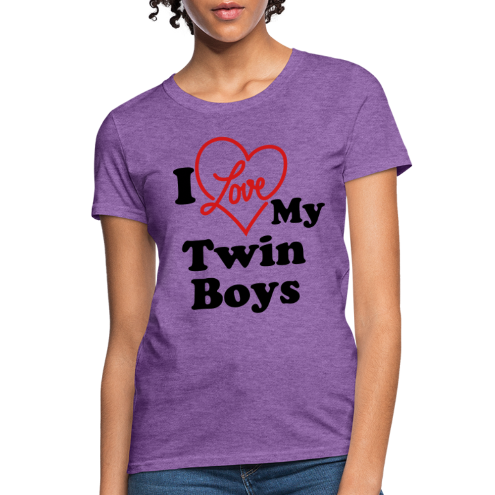 I Love My Twin Boys : Women's T-Shirt - purple heather