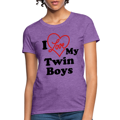 I Love My Twin Boys : Women's T-Shirt - purple heather