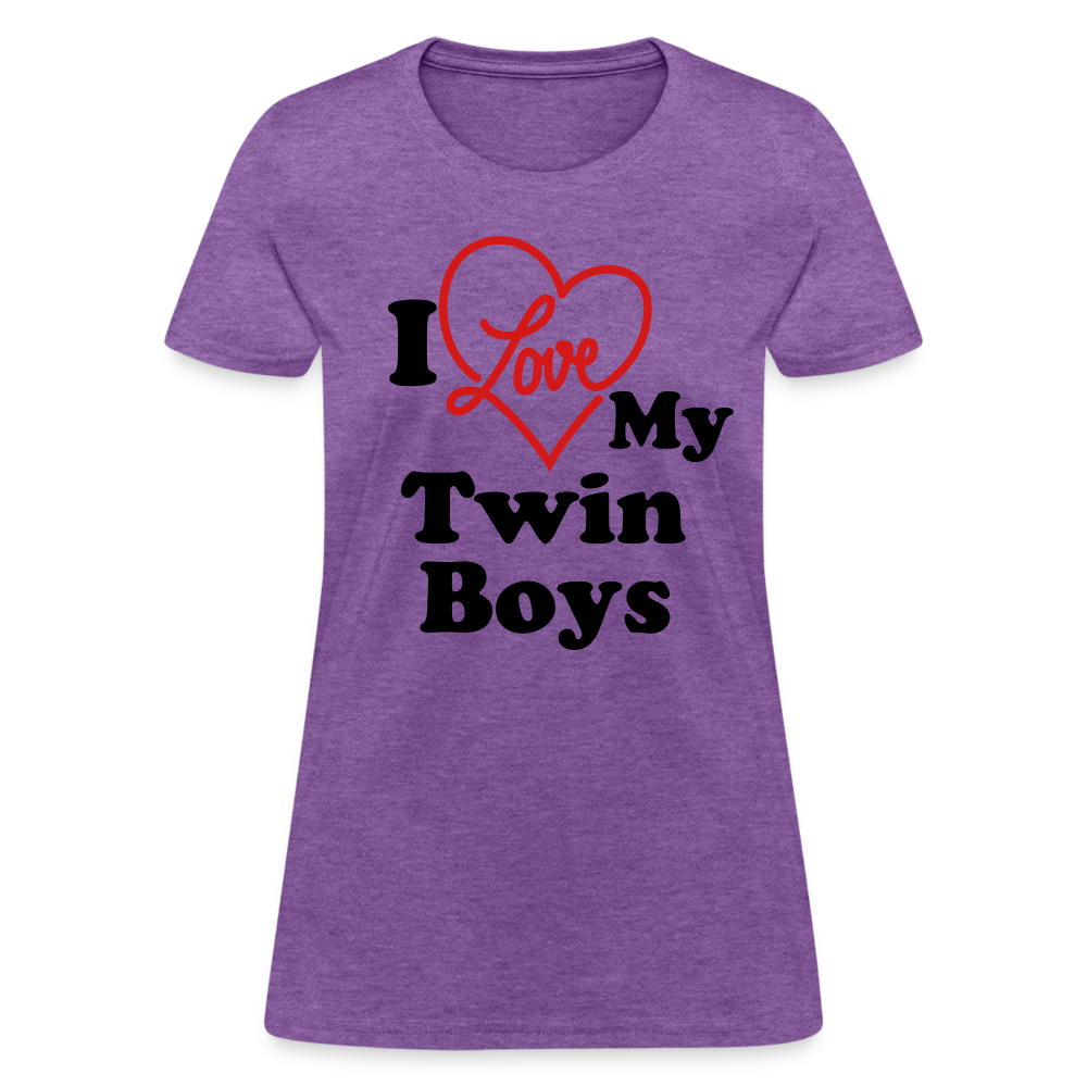 I Love My Twin Boys : Women's T-Shirt - purple heather