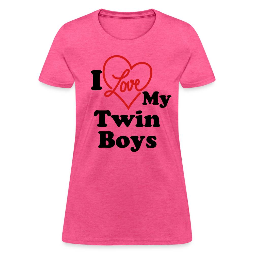 I Love My Twin Boys : Women's T-Shirt - heather pink