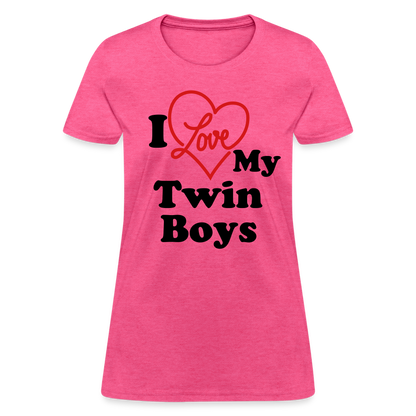 I Love My Twin Boys : Women's T-Shirt - heather pink