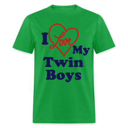 I Love My Twin Boys T-Shirt - bright green