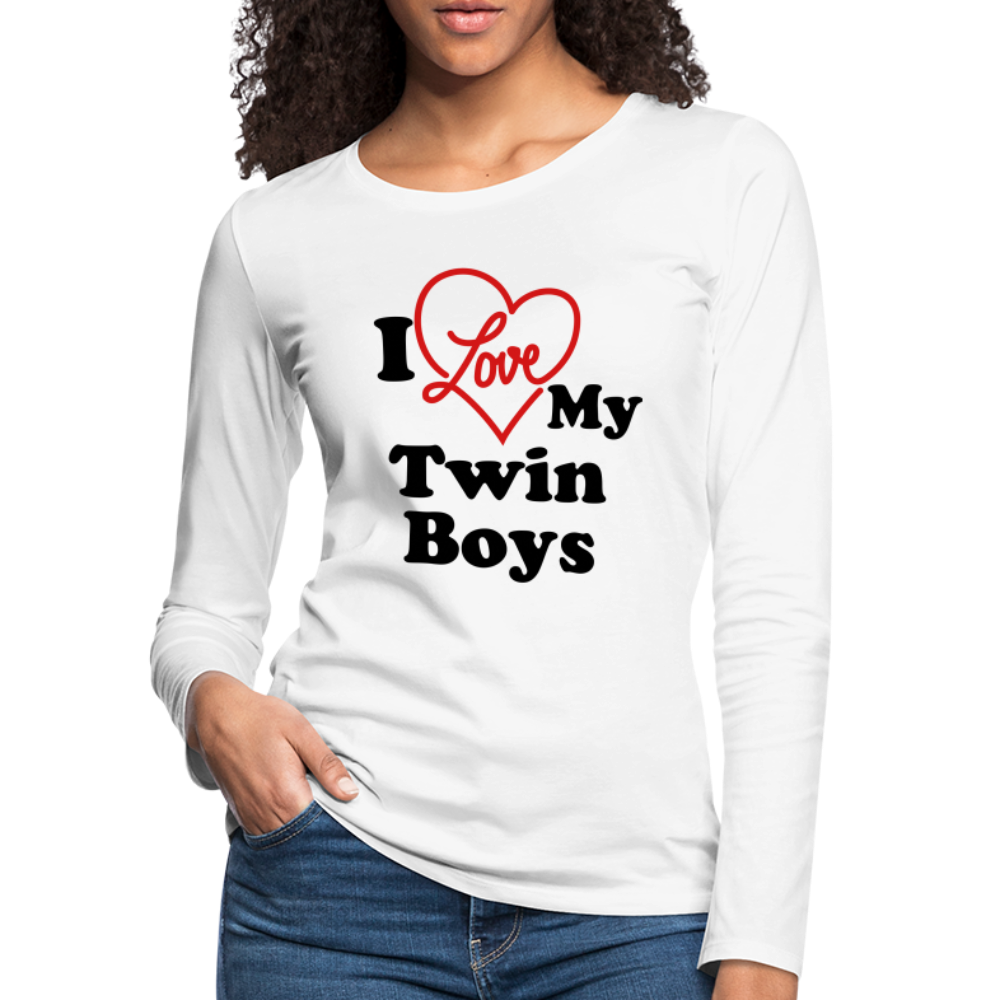 I Love My Twin Boys : Women's Premium Long Sleeve T-Shirt - white