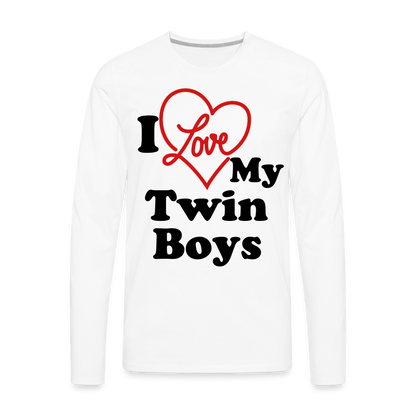 I Love My Twin Boys : Men's Premium Long Sleeve T-Shirt - white