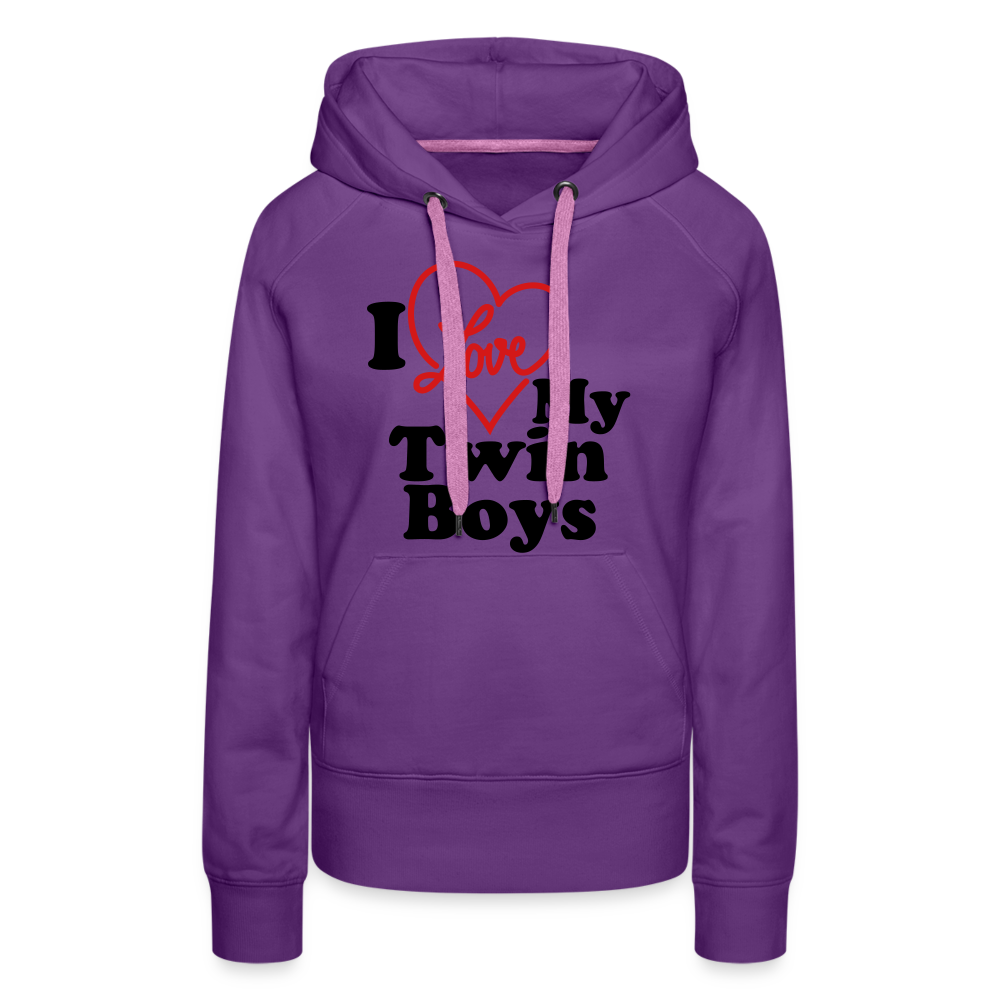 I Love My Twin Boys : Women’s Premium Hoodie - purple 
