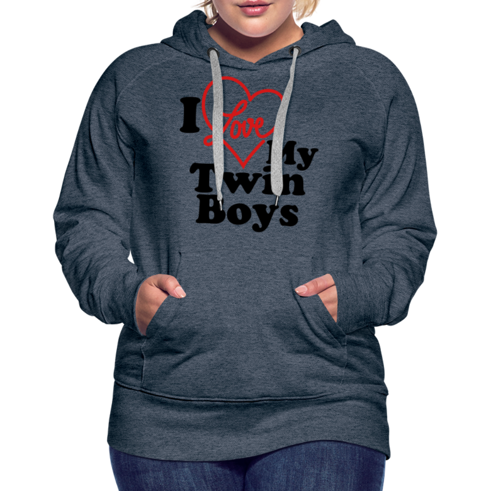 I Love My Twin Boys : Women’s Premium Hoodie - heather denim