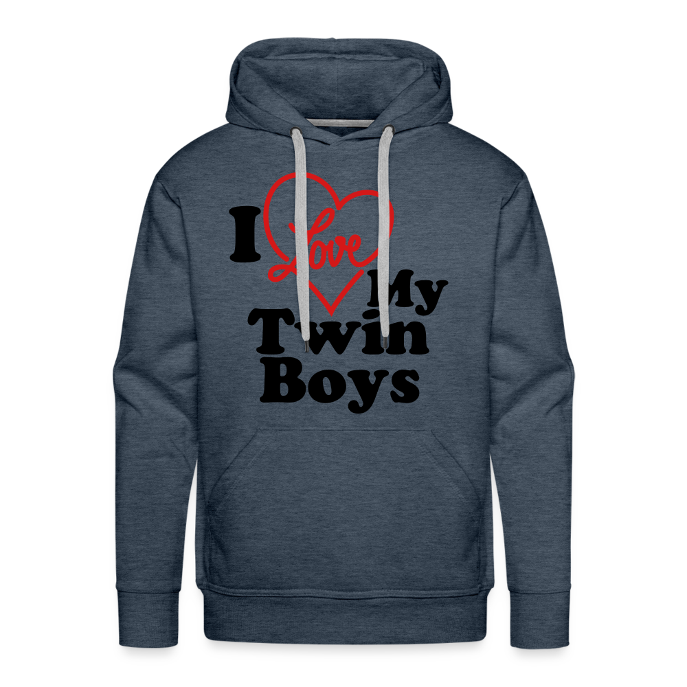 I Love My Twin Boys : Men’s Premium Hoodie - heather denim