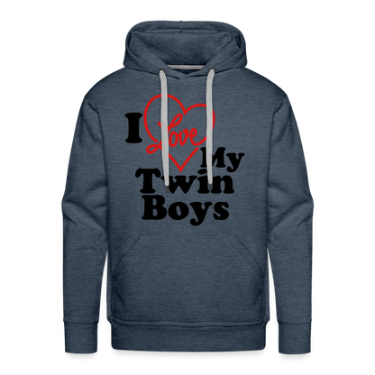 I Love My Twin Boys : Men’s Premium Hoodie - heather denim