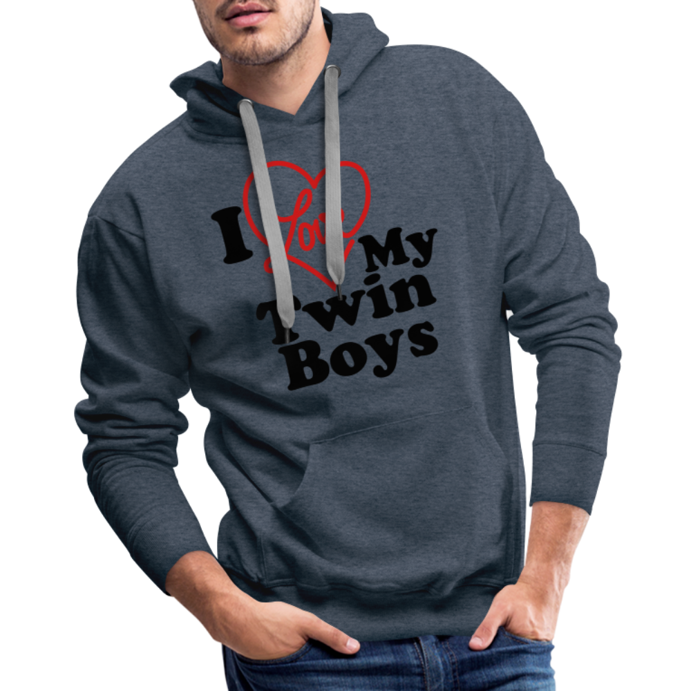 I Love My Twin Boys : Men’s Premium Hoodie - heather denim