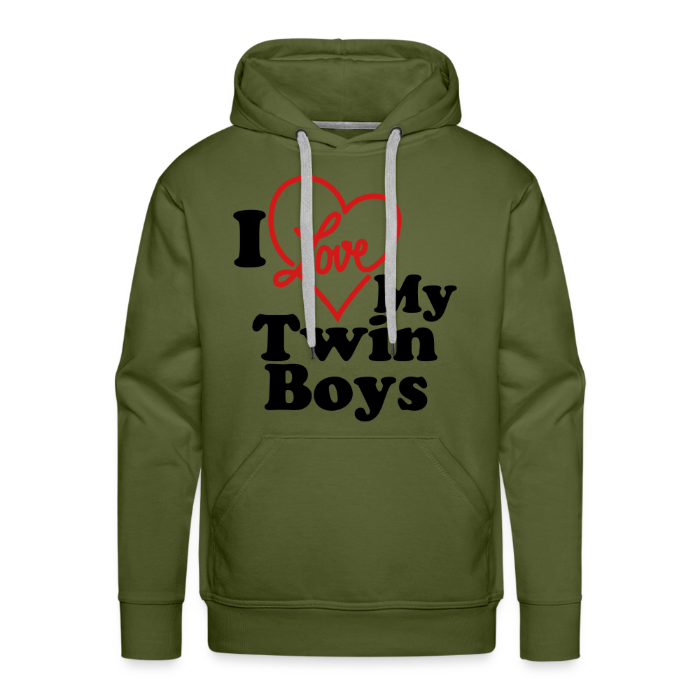 I Love My Twin Boys : Men’s Premium Hoodie - olive green