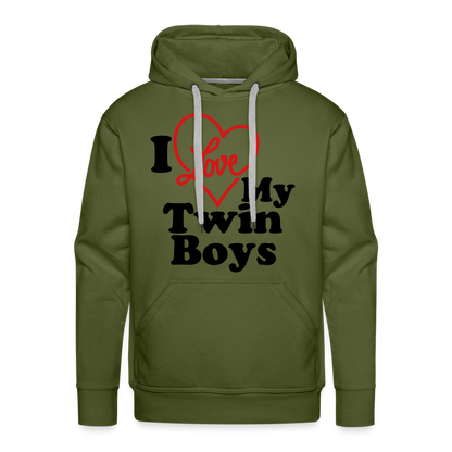 I Love My Twin Boys : Men’s Premium Hoodie - olive green