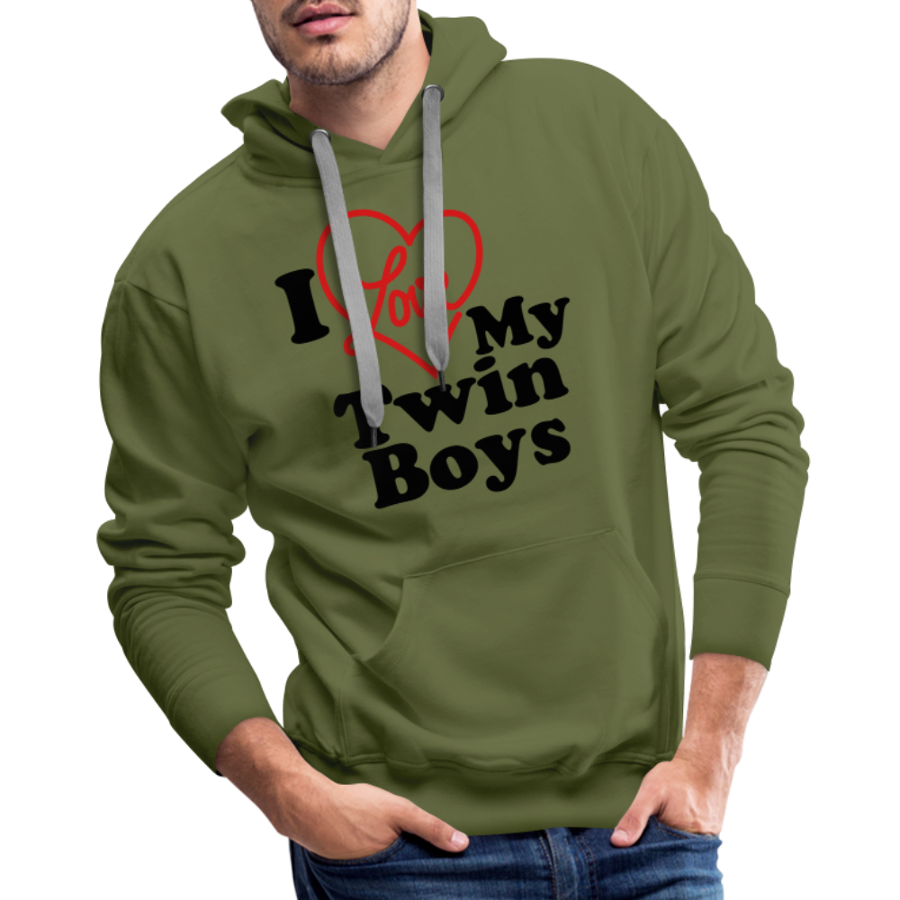 I Love My Twin Boys : Men’s Premium Hoodie - olive green