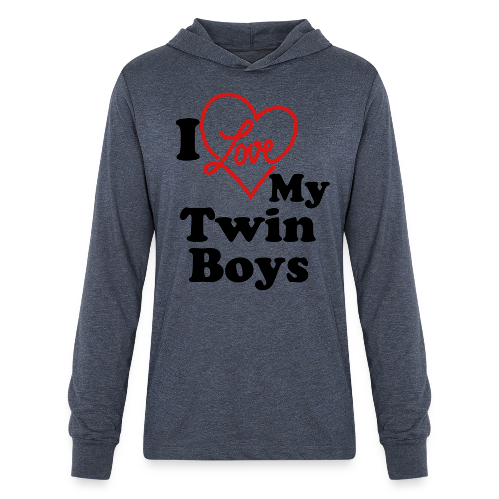 I Love My Twin Boys :  Long Sleeve Hoodie Shirt - heather navy
