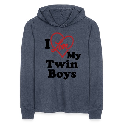 I Love My Twin Boys :  Long Sleeve Hoodie Shirt - heather navy