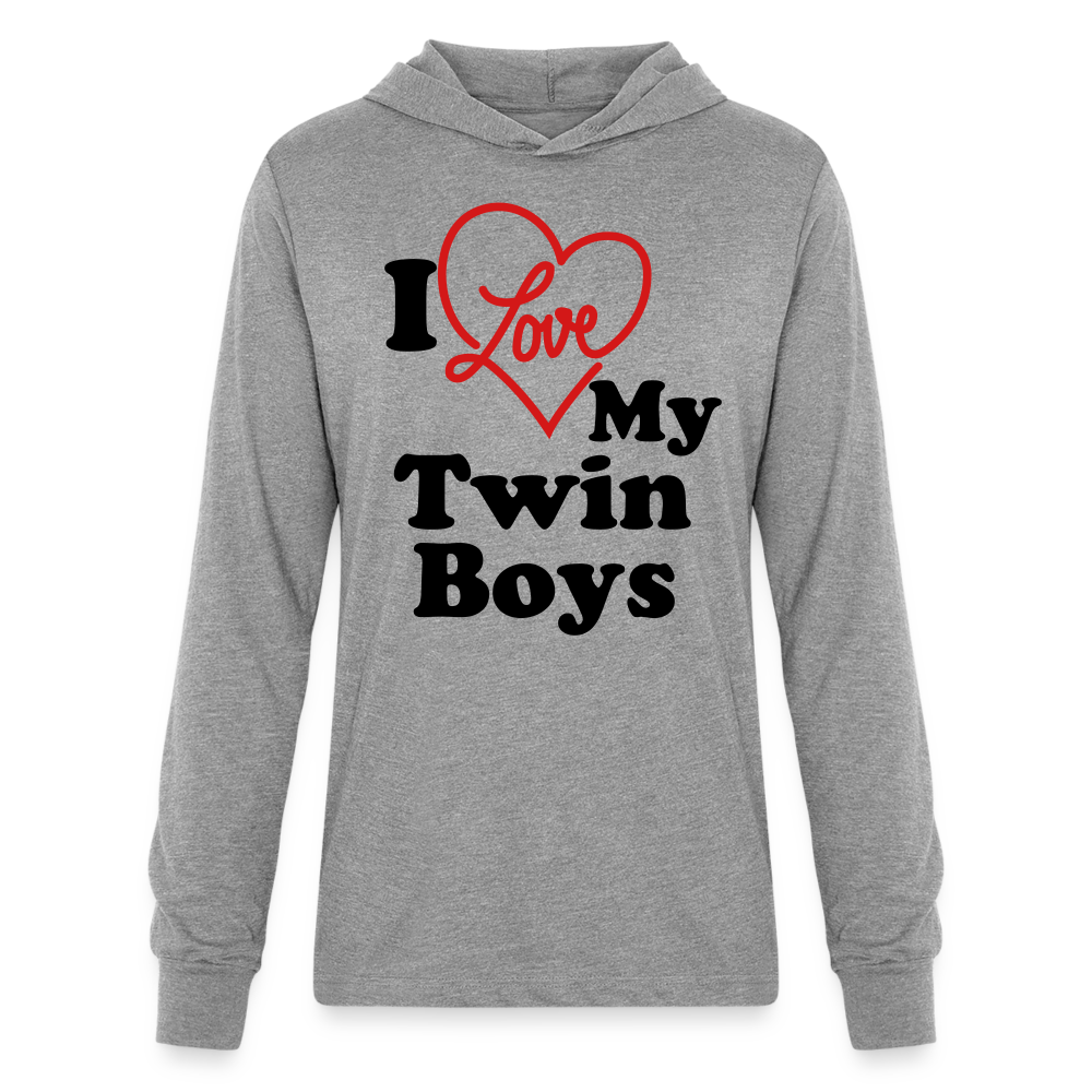 I Love My Twin Boys :  Long Sleeve Hoodie Shirt - heather grey