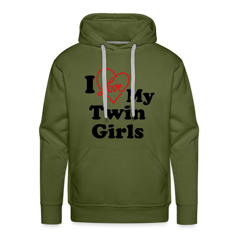 I Love My Twin Girls : Men’s Premium Hoodie - olive green