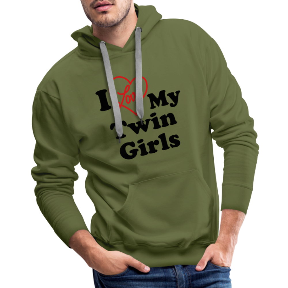 I Love My Twin Girls : Men’s Premium Hoodie - olive green