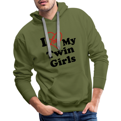 I Love My Twin Girls : Men’s Premium Hoodie - olive green