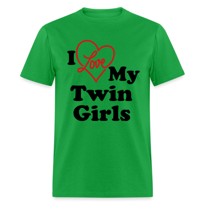 I Love My Twin Girls T-Shirt - bright green