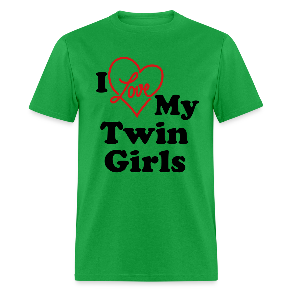 I Love My Twin Girls T-Shirt - bright green