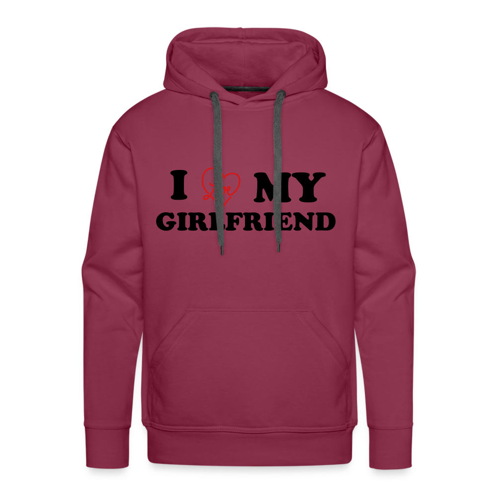 I Love My Girlfriend : Men’s Premium Hoodie - burgundy