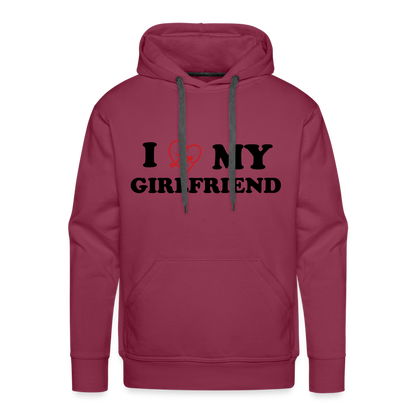 I Love My Girlfriend : Men’s Premium Hoodie - burgundy