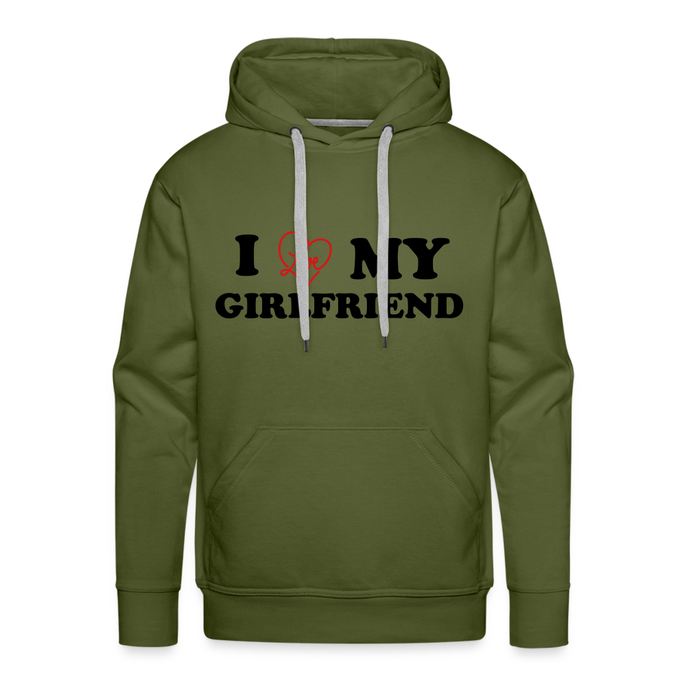 I Love My Girlfriend : Men’s Premium Hoodie - olive green