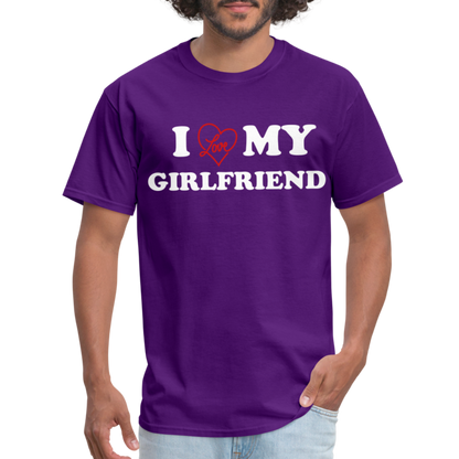 I Love My Girlfriend : Classic T-Shirt (White Letters) - purple