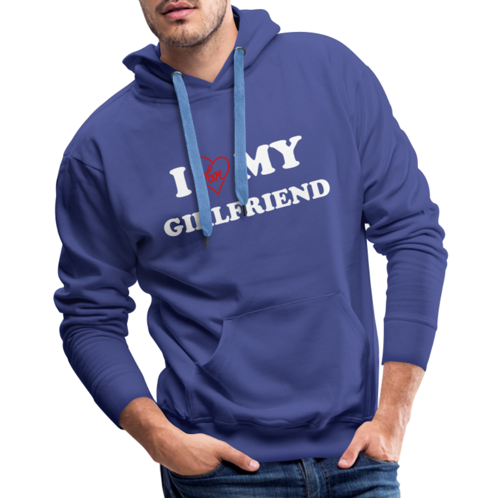 I Love My Girlfriend : Men’s Premium Hoodie (White Letters) - royal blue