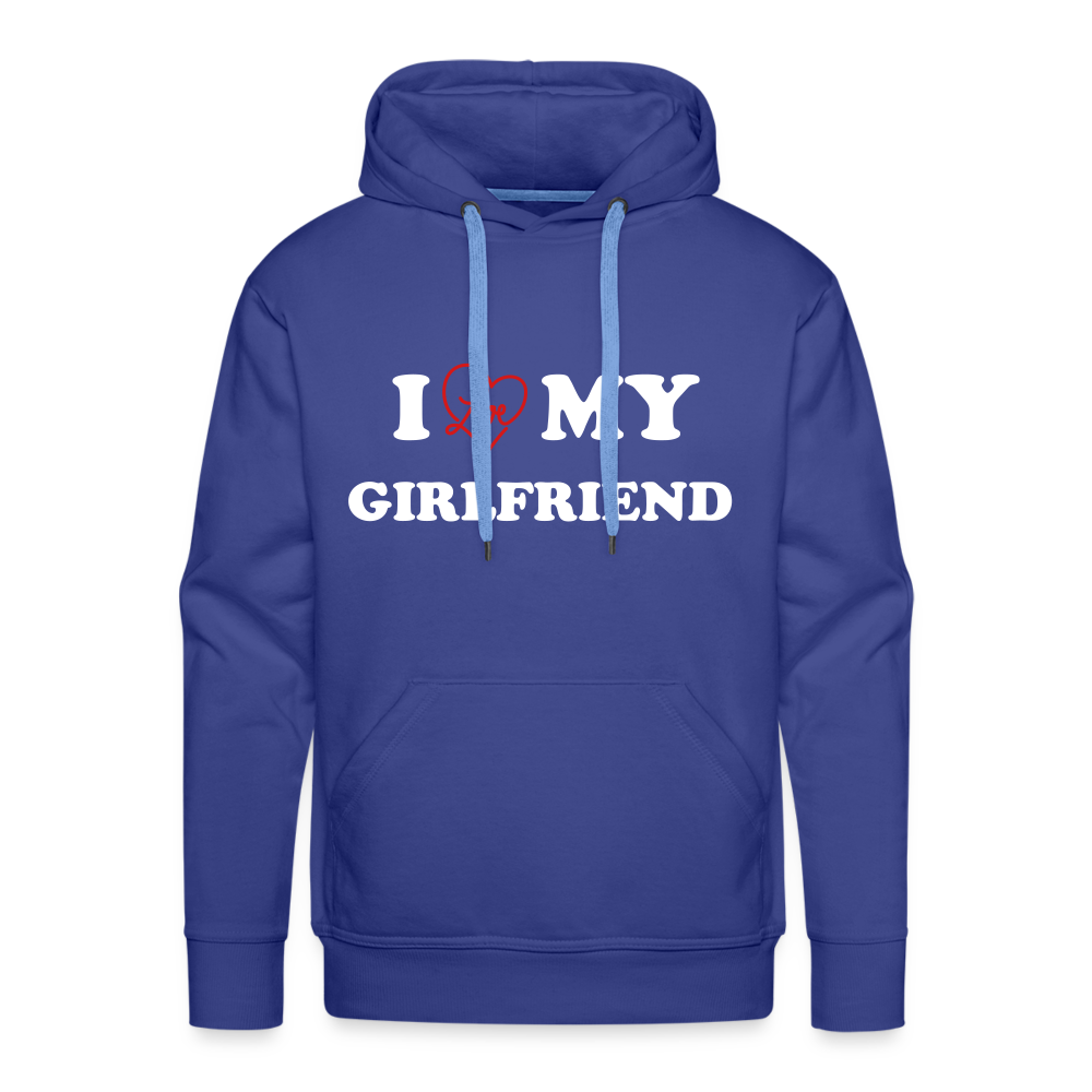 I Love My Girlfriend : Men’s Premium Hoodie (White Letters) - royal blue