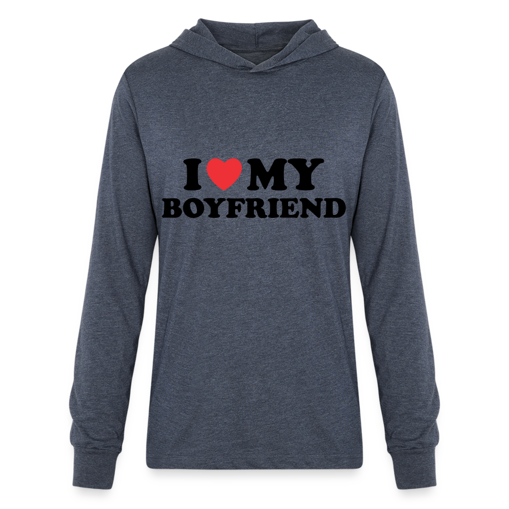 Unisex Long Sleeve Hoodie Shirt - heather navy