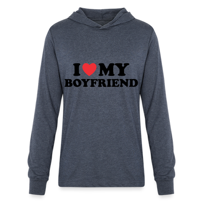 Unisex Long Sleeve Hoodie Shirt - heather navy