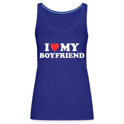 I Love My Boyfriend : Women’s Premium Tank Top (White Letters) - royal blue