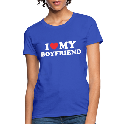 I Love My Boyfriend : Women's T-Shirt (White Letters) - royal blue