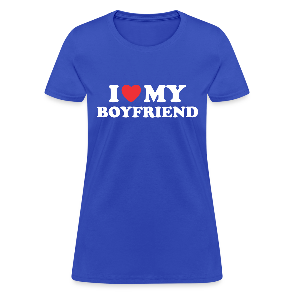 I Love My Boyfriend : Women's T-Shirt (White Letters) - royal blue