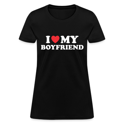 I Love My Boyfriend : Women's T-Shirt (White Letters) - black