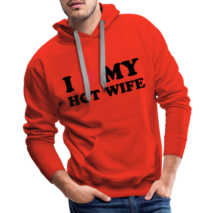 I Love My Hot Wife : Men’s Premium Hoodie (Black Letters) - red