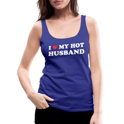 I Love My Hot Husband : Premium Tank Top (White Letters) - royal blue