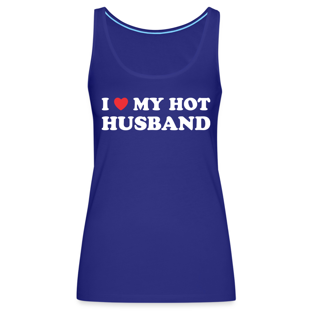 I Love My Hot Husband : Premium Tank Top (White Letters) - royal blue