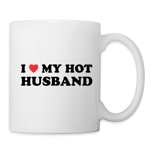 I Love My Hot Husband : Coffee Mug (Black Letters) - white