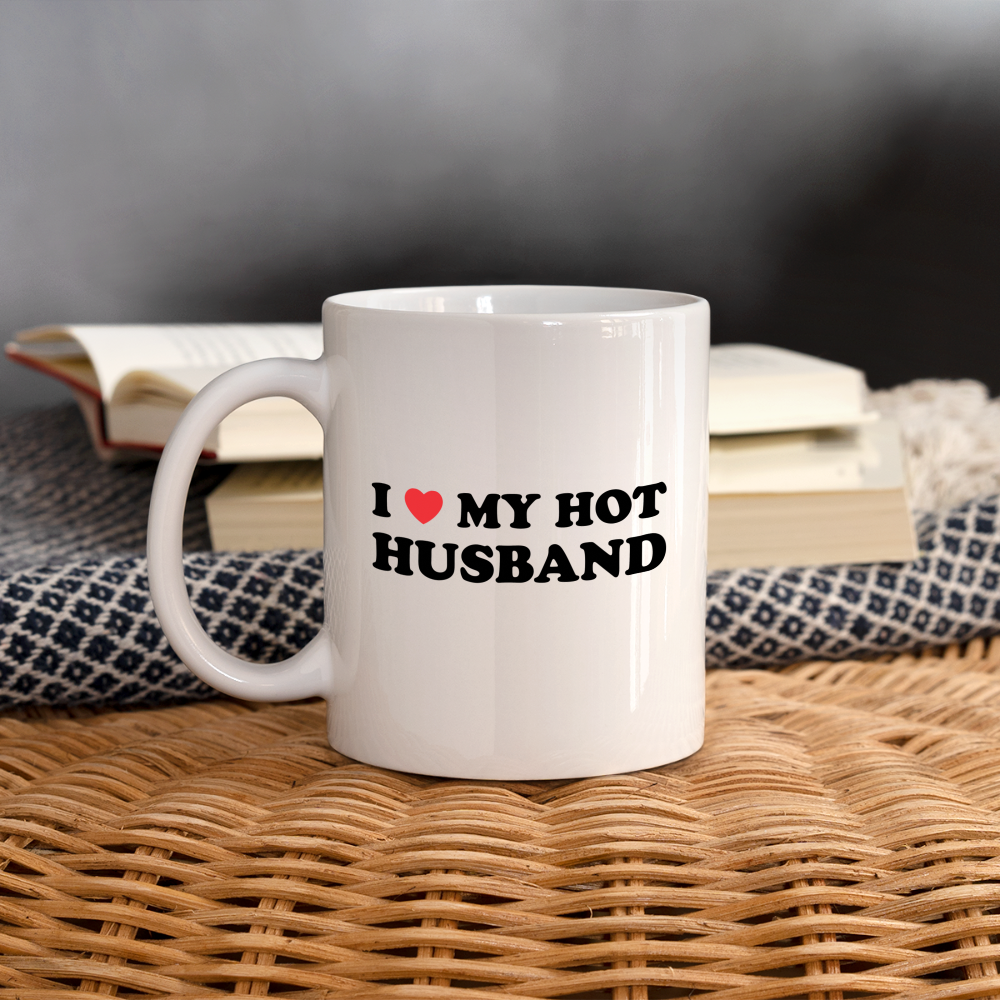 I Love My Hot Husband : Coffee Mug (Black Letters) - white