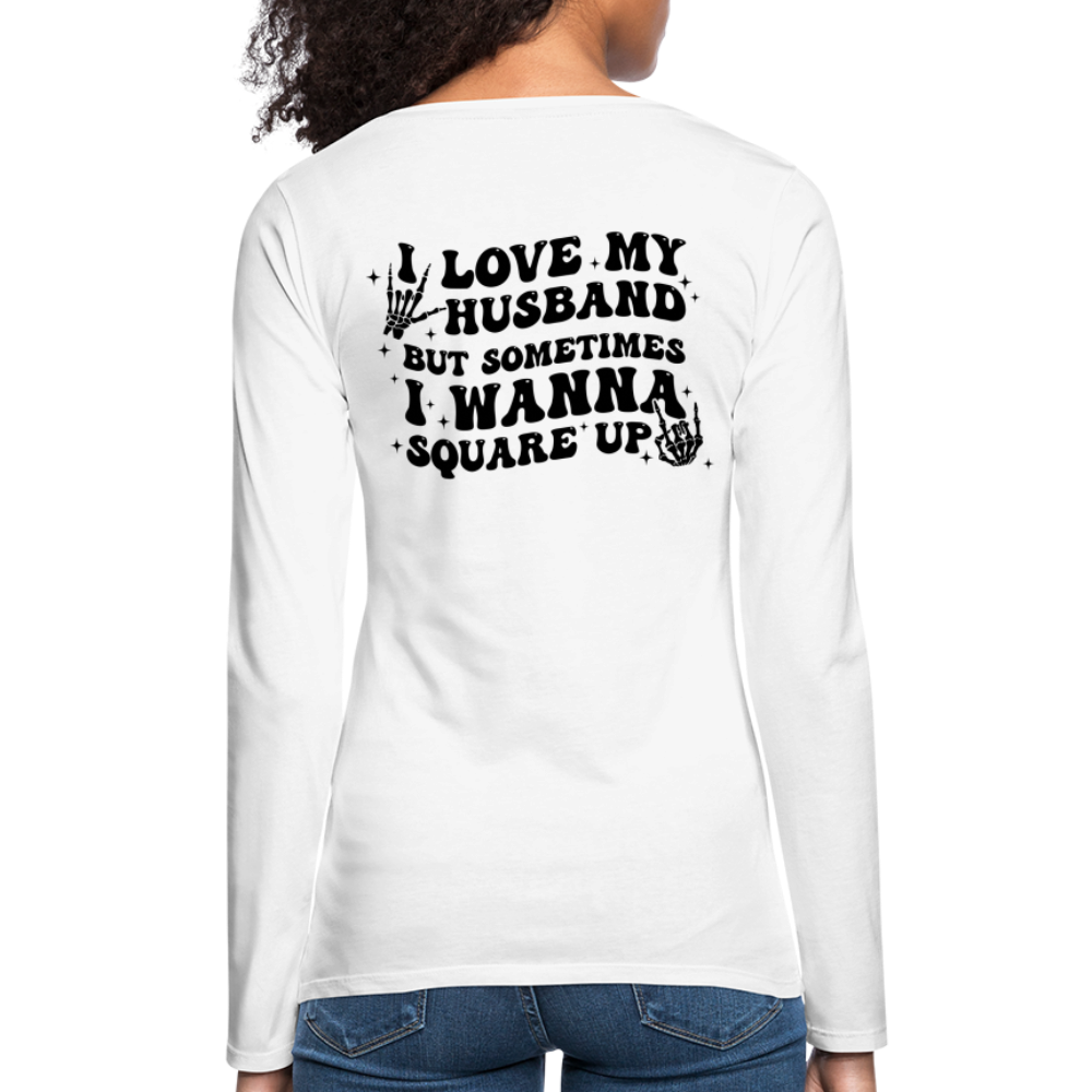 Wife Life - I Love My Husband Long Sleeve T-Shirt (Black Letters) - white