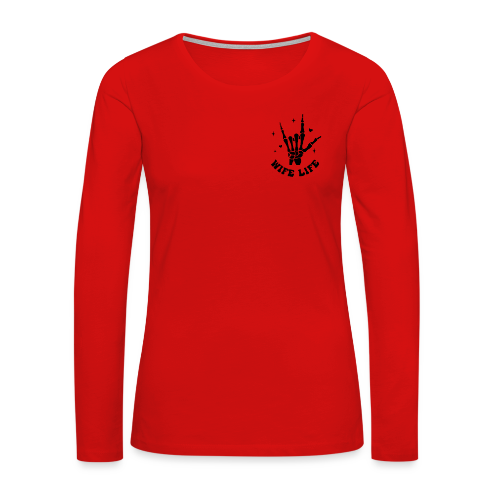 Wife Life - I Love My Husband Long Sleeve T-Shirt (Black Letters) - red